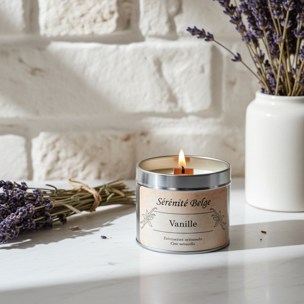 Bougie grand format de couleur argentée au parfum vanille
